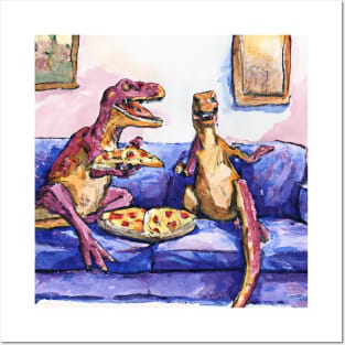 T-Rex Pizza party Posters and Art